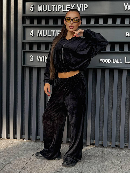 Женский прогулочный костюм двойка: кофта и штаны велюр мрамор Одесса - изображение 6