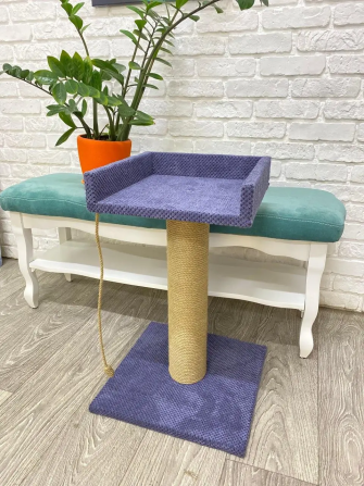 Кігтеточка з лежанкою для кота 2 в 1, дряпка для котів 61×40×40 см з джутовим канатом Київ - фото 5
