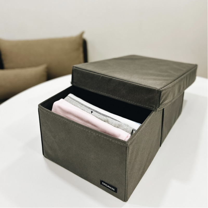 Ящик для зберігання на два відділення з кришкою 40x25x16 см HY-2V-kr (Сірий) Суми - фото 3