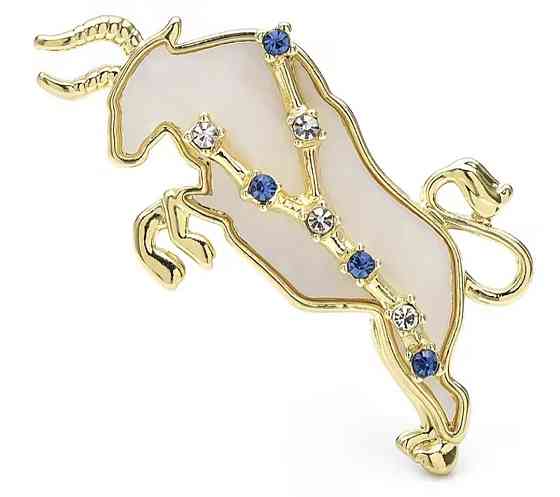 Брошка знак зодіаку "Тілець" Золотистий Сміла