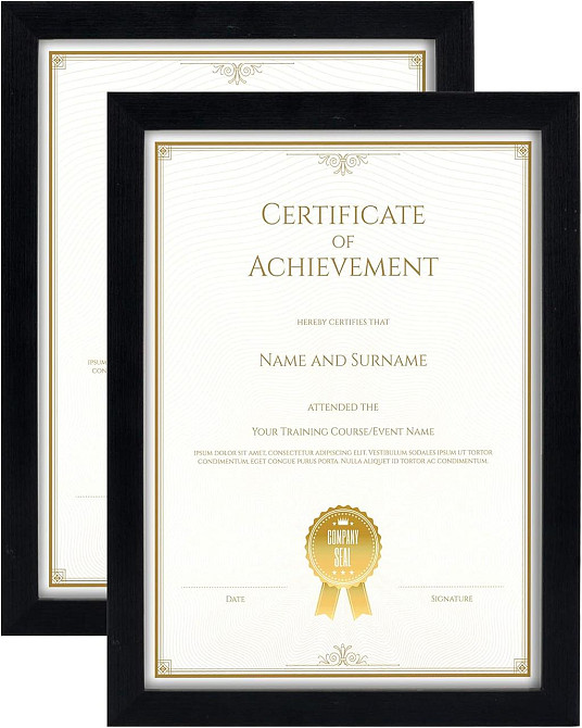 Рамка для фотографій, дипломів, сертифікатів 2 шт A4, дерев'яна чорна настінна з плексигласом GraduatePro 21x29 см Київ - фото 1