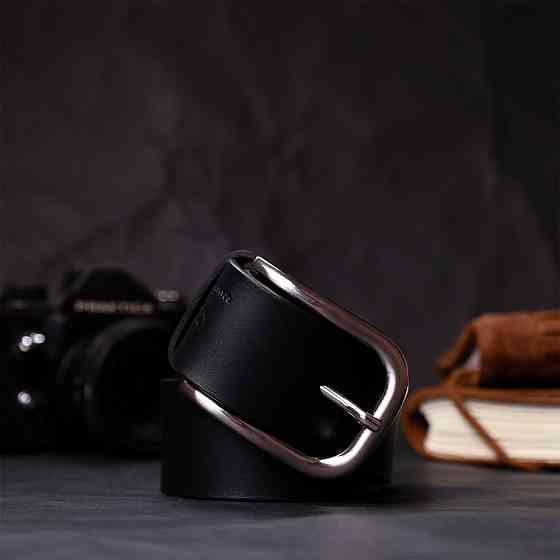 Шкіряний чоловічий ремінь під джинси Чорний (GRANDE PELLE) Київ