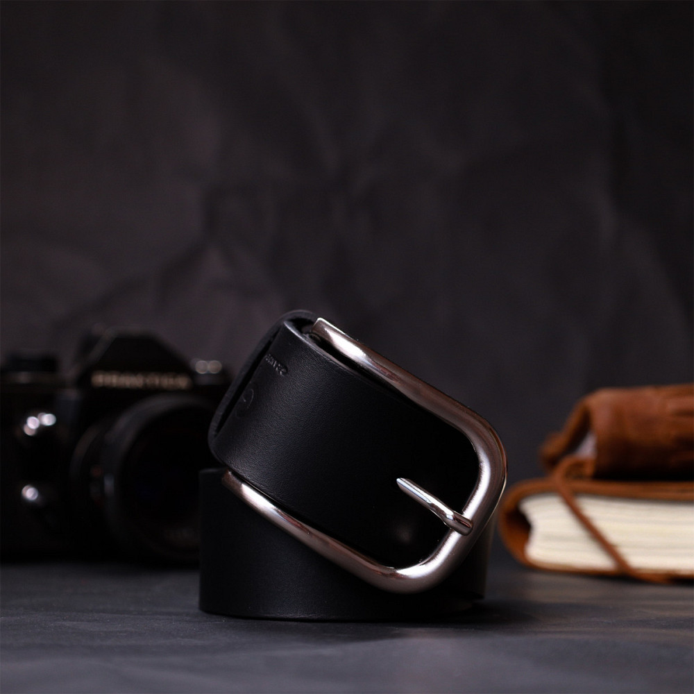 Шкіряний чоловічий ремінь під джинси Чорний (GRANDE PELLE) Київ - фото 4