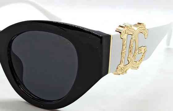 Брендові окуляри жіночі чорно-білі, великі, із золотим логотипом модні. Київ