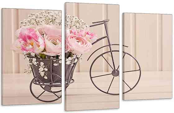 Модульна картина у вітальню/ спальню Квіти у велосипеді  Art-540_3 Київ