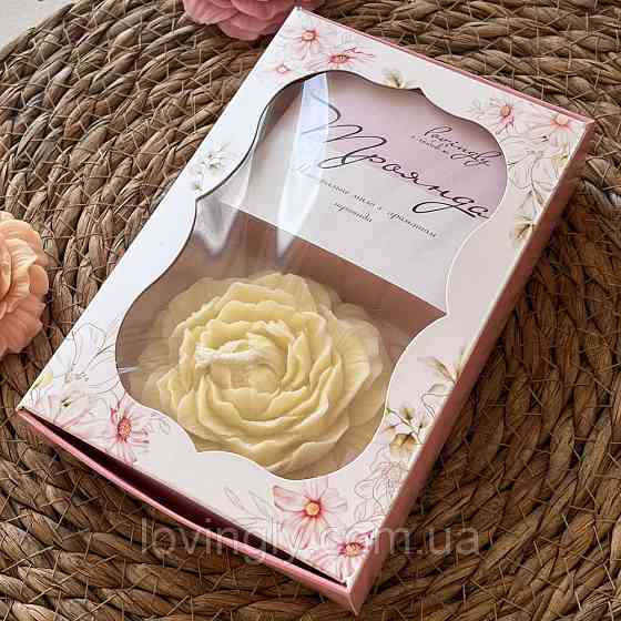 Міні подарунок жінці "Троянда" - свічка ручної роботи, мило з натуральними оліями, коробка Ірпінь