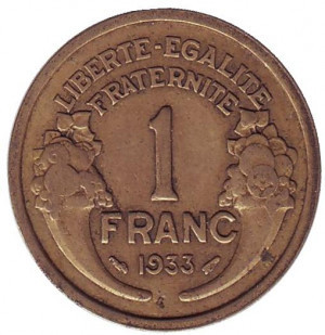 Монета 1 франк. 1930-40 рік, Франція. Полтава - фото 1