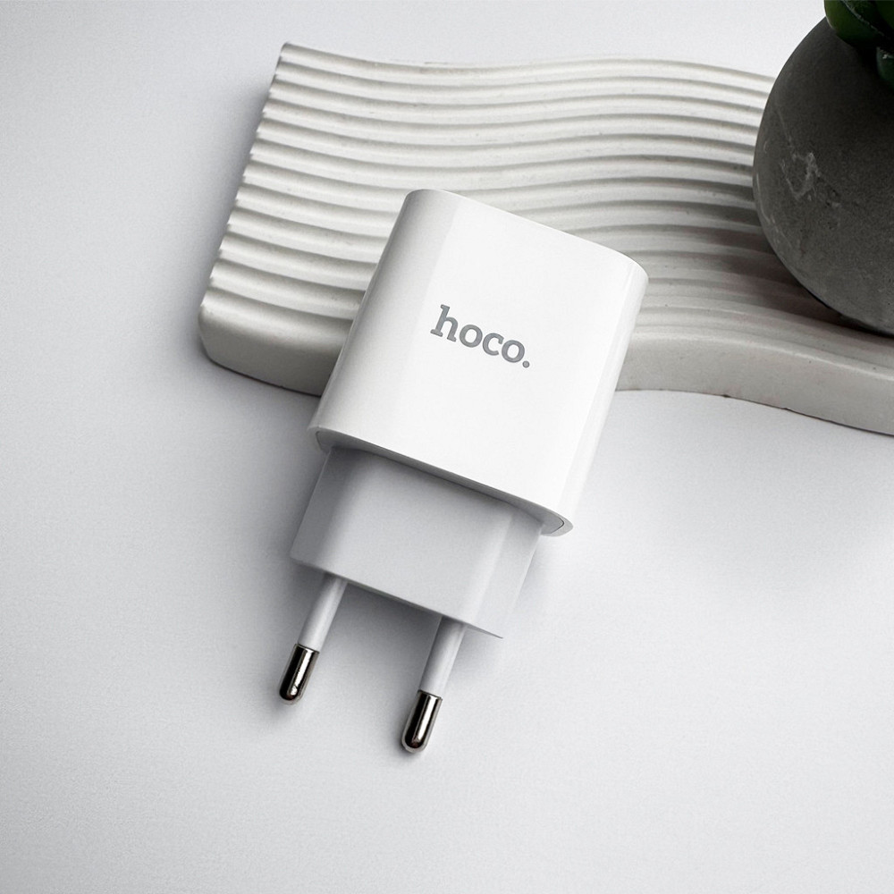 Мережевий зарядний пристрій з кабелем HOCO C76A Pro Majestic single port PD30W charger set (C to iP)(EU) White Одеса - фото 9