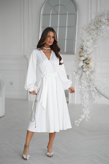 Жіноча сукня з запахом, з атласу Одеса - фото 5