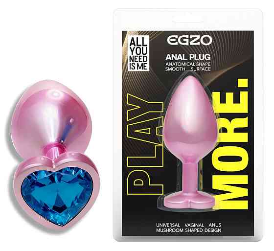 Анальна пробка з кристалом EGZO - Pink Perl Heart Plug Blue, size S Sex Aura Київ