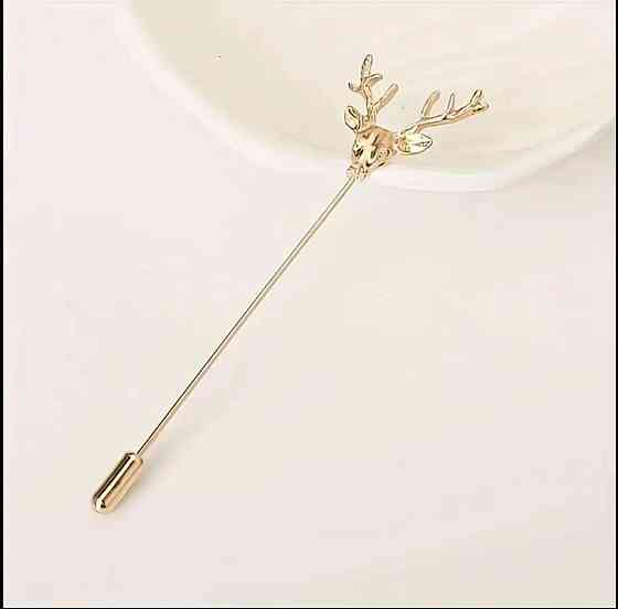 Шпилька-булавка з оленем, золотиста брошка на піджак Київ