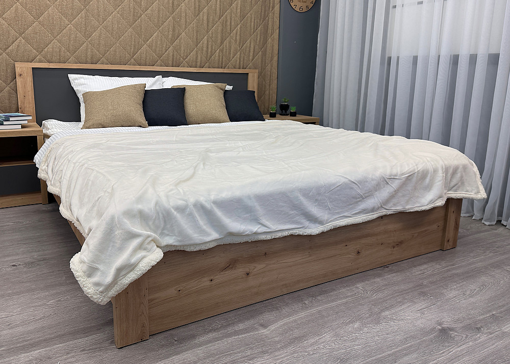 Плед двосторонній 155х200 см (+-5см) із штучною овчиною Молочний (87-064) Київ - фото 3