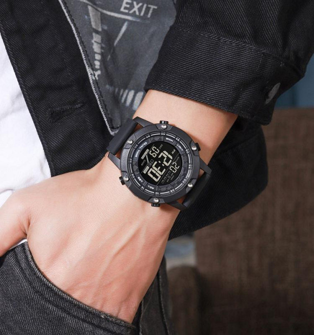 Чоловічий спортивний наручний годинник Skmei 1762 водонепроникні (Чорні) Київ - фото 5