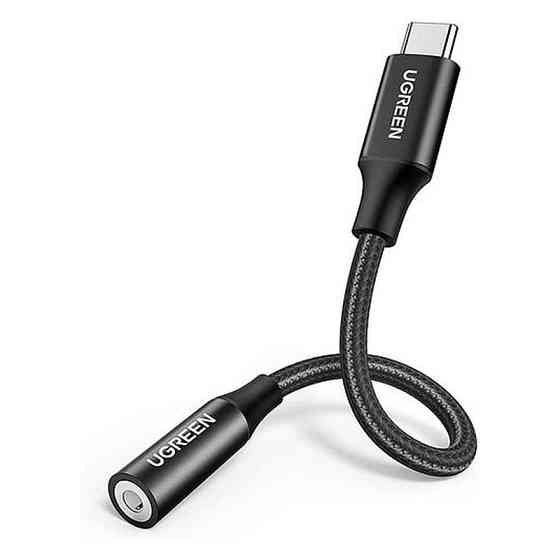 Переходник USB Type C на 3.5 мм Ugreen для наушников, гарнитуры AV142 70858 (Черный) Николаев