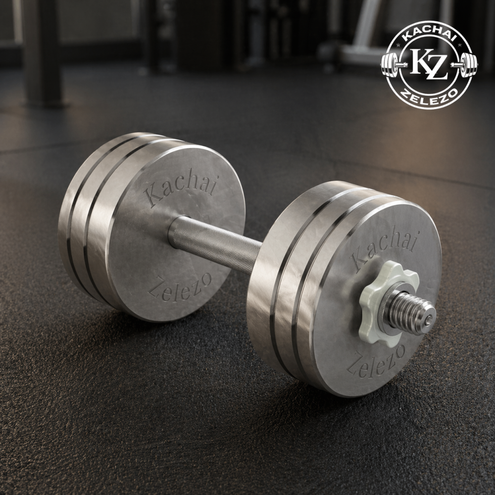 Гантели наборные 2 по 22 кг металлические без покрытия Kachai Zelezo Iron Pro Киев - изображение 7