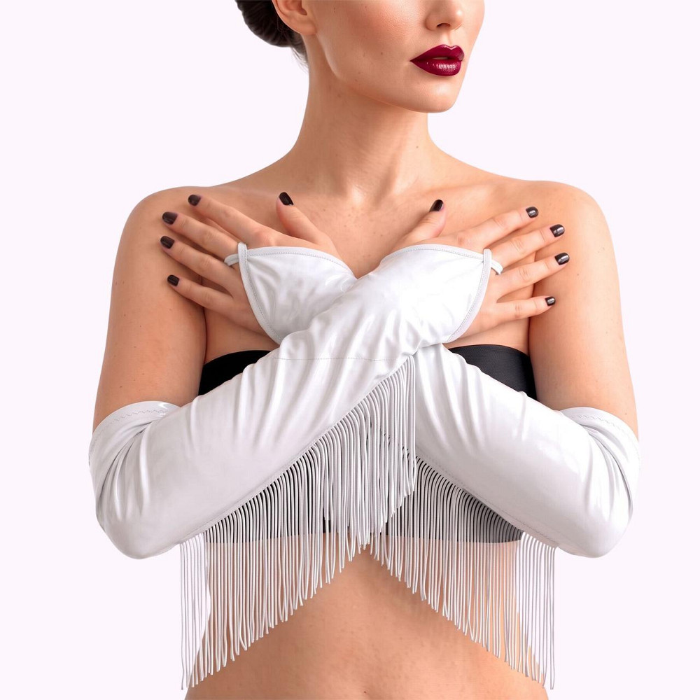Виниловые митенки Art of Sex - Lerona, размер M, цвет белый Sex Aura Киев - изображение 2