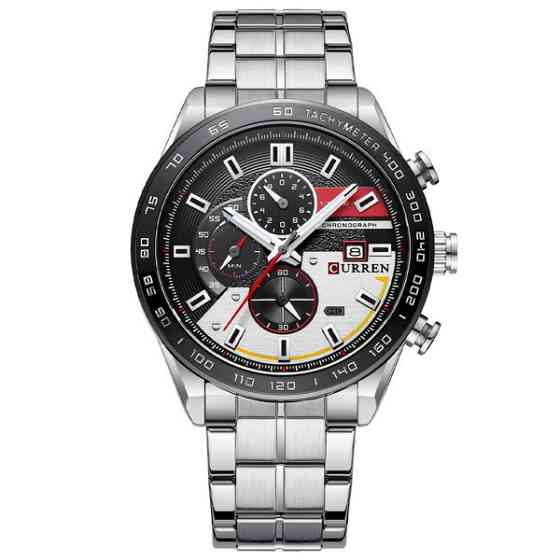 Водостійкий кварцовий годинник Curren Chronograph silver Вінниця