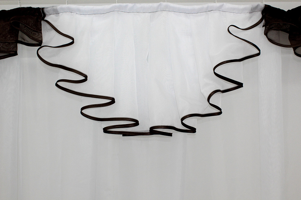 Кухонный (200х170см) комплект тюль с ламбрекеном цвет венге с белым 00к 59-194 Киев - изображение 2