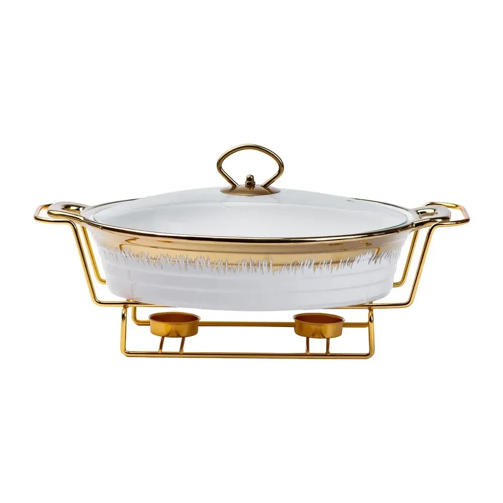 Настольная мармитница 35х22.5х15.5 см мармит фарфоровый для вторых блюд 1.5 л HP1026 Киев - изображение 3