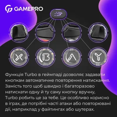 Геймпад GamePro GPX13T 2.4G/BT 5.1/USB/PC/iOS/Android RGB Transparent (GPX13T) Вінниця