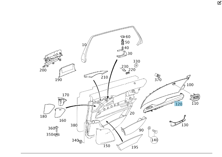 Mercedes-Benz  A2117300128 9E97 Внутрішня ручка - підлокітник чорний задніх лівих дверей E-class W211 E-class S211 Одесса - изображение 2