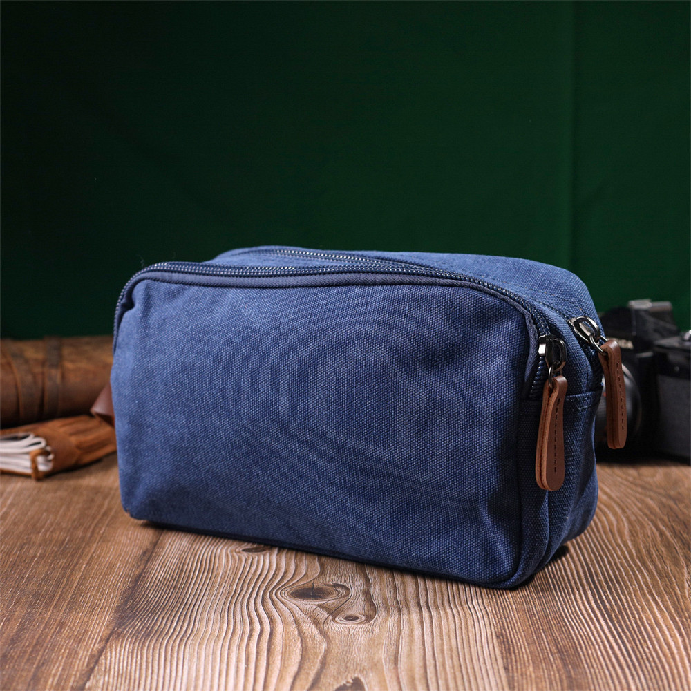 Удобная барсетка для мужчин на два отделения из качественного текстиля Vintage 22234 Синий Киев - изображение 9