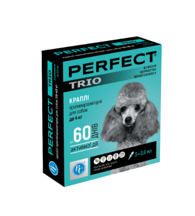 Капли противопаразитарные PerFect TRIO для собак до 4 кг упаковка №3 пипетки по 0.6 мл Ветсинтез Винница