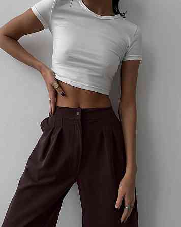 Жіночі базові штани палаццо костюмка Шоколадний, 46/48 Одеса