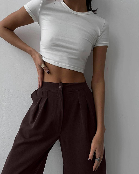 Женские базовые брюки палаццо костюмка Шоколадный, 46/48 Одесса - изображение 3