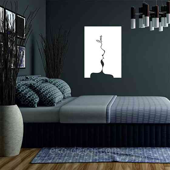 Декоративне настінне 3D Панно «Силует пари», Декор на стіну з об'ємом 110*79 см, Білий Київ