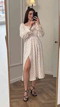 Жіноча сукня міді з відкритими плечима з мусліну Червоні серця XS/S Харків