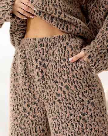 Женский стильный теплый принтованный костюм, альпака принт Шоколад, 42/44 Одесса