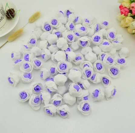 Головки квітів для рукоділля 50 штук 3 см біло-бузковий Київ - фото 2