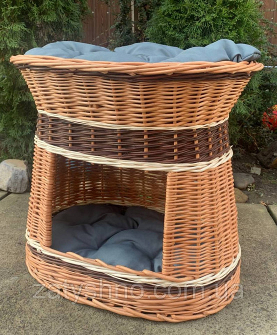 Лежак овальный для кошки, плетеный, с подушкой Киев - изображение 7