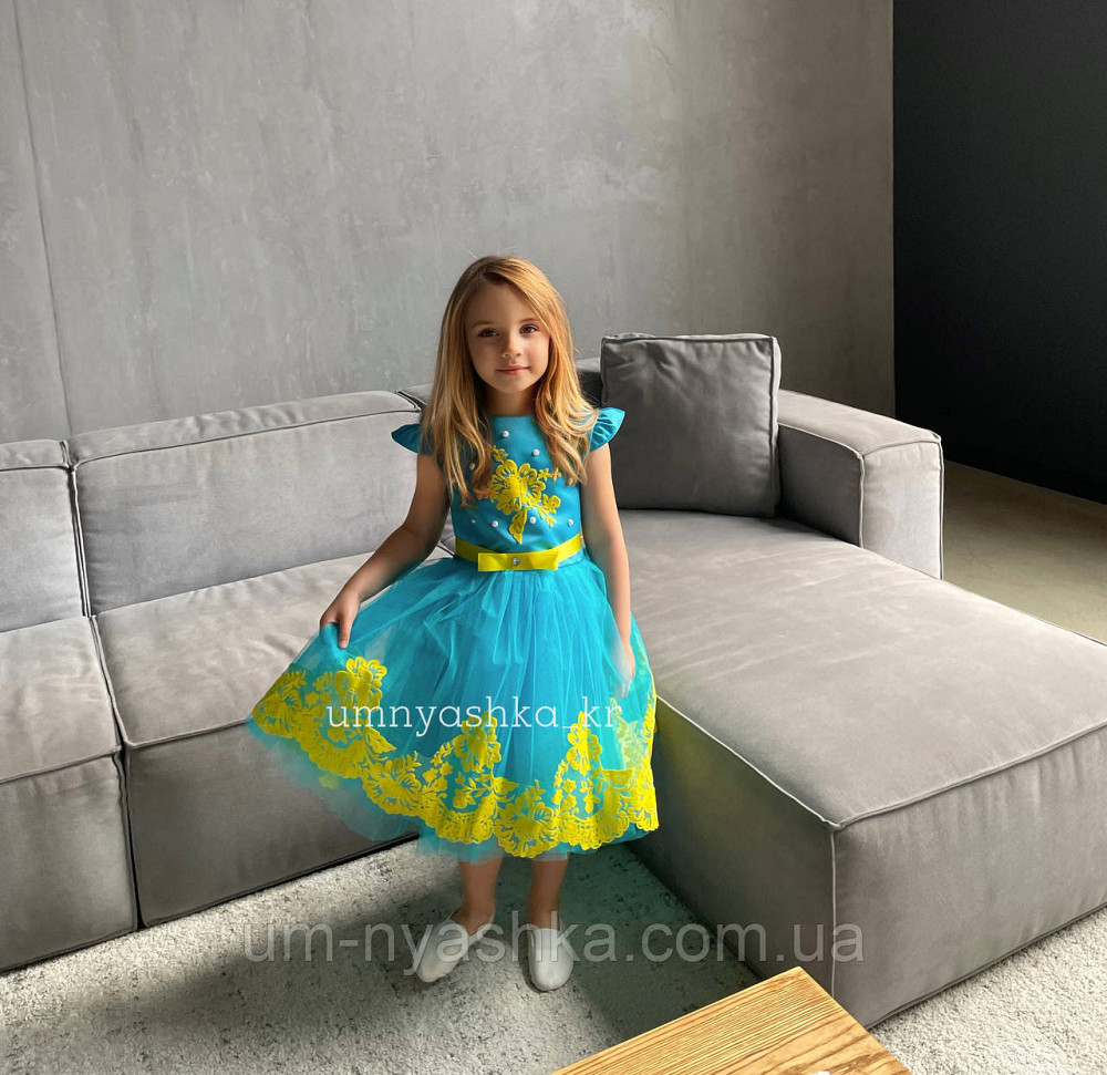 Блакитна святкова сукня в патріотичних кольорах Кривий Ріг - фото 3