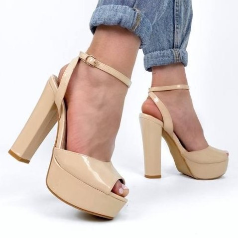 Жіночі Бежеві Босоніжки на Каблуку Лакові Модельні (розміри: 36,37,38,39) - 25 Дніпро - фото 3