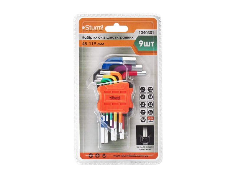 Набір ключів шестигранних HEX (45-119 мм), 9 шт Sturm 1340301 (читувати опис) Рівне - фото 1