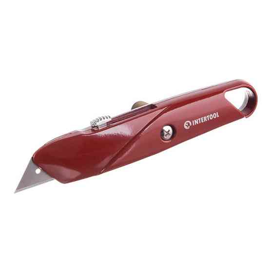 Ніж трапецієподібний, 60×19 мм, з висувним лезом, металевий корпус INTERTOOL HT-0505 Киев