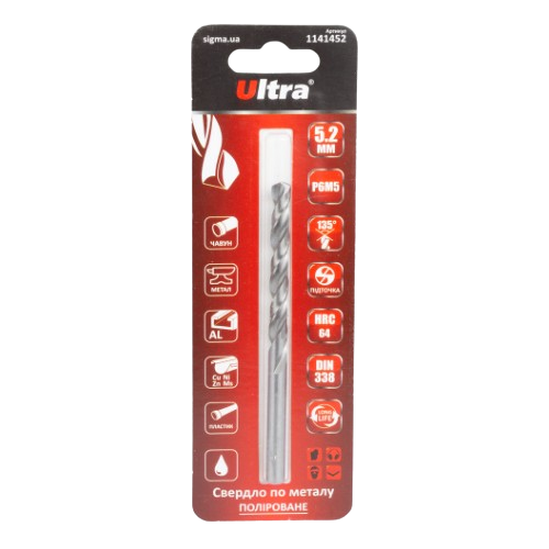 Свердло по металу d5,2мм P6M5 поліроване Ultra Житомир