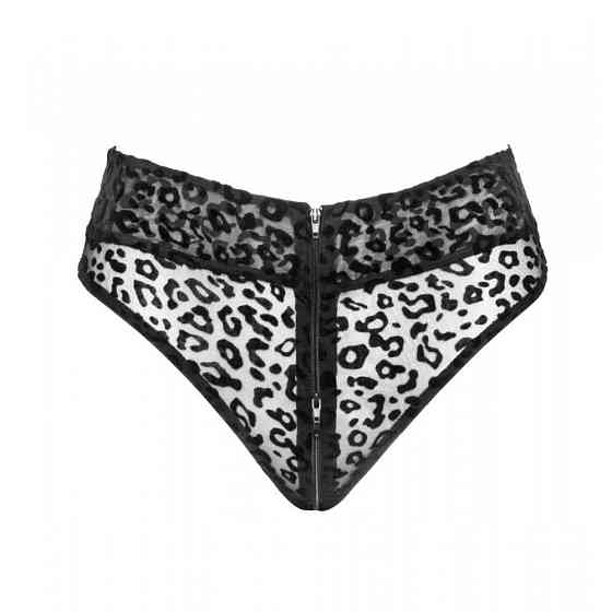 Трусики с замком NOIR Handmade Panties of leopard flock with zipper - размер M Sex Aura Киев