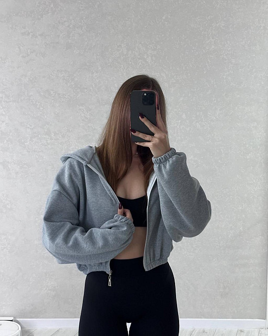 Жіноча стильна та тепла зіп-худі оверсайз тринитка на флісі Меланж Одеса - фото 1