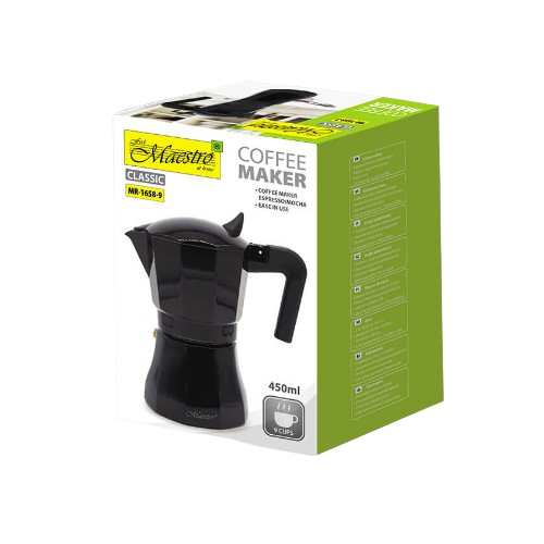 Кавоварка гейзерна 450мл (9 порцій) алюмінієва MR-1658-9 Espresso Moka Maestro Житомир