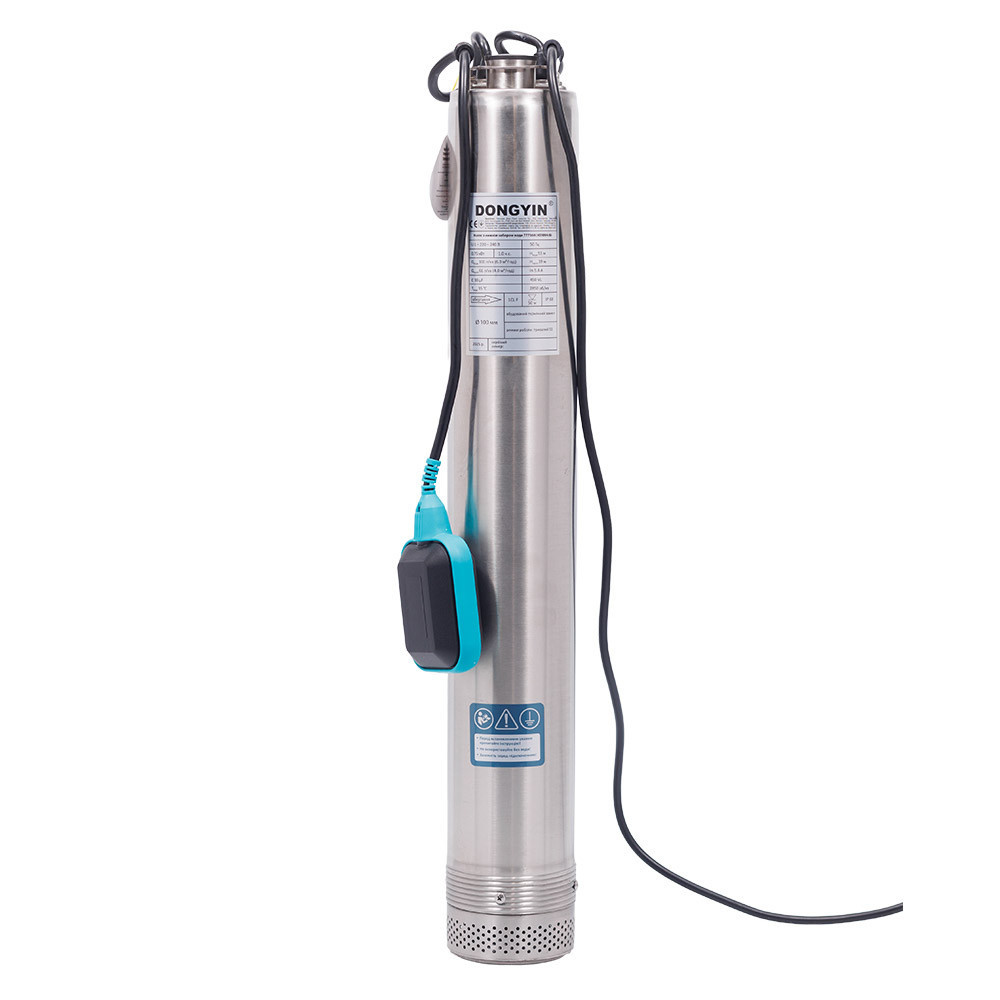 Насос с нижним забором воды 1.1кВт H 71(54)м Q 100(66)л/мин Ø100мм+поплавок DONGYIN 4SNM4/8 (777365) Ровно - изображение 4