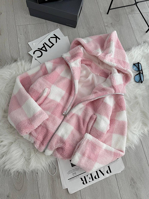 Женский стильный теплый бомбер подкладка тедди. Розовый Одесса - изображение 1