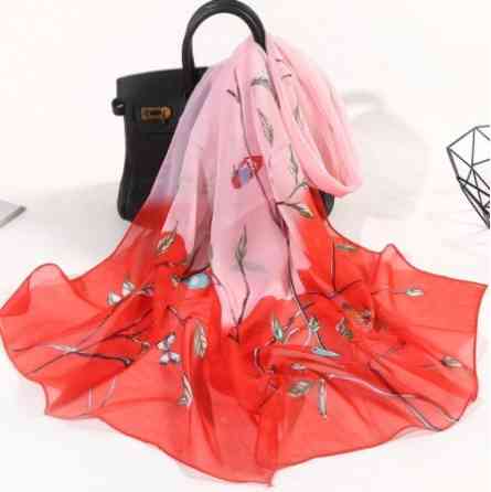 Шарф женский шифоновый 150 на 48 см красно-розовый Киев