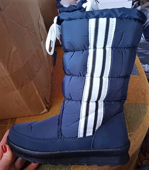 Зимові жіночі Дутики в стилі AD!DAS Чоботи на Хуху Теплі Сині (розміри: 36,37) Дніпро - фото 3