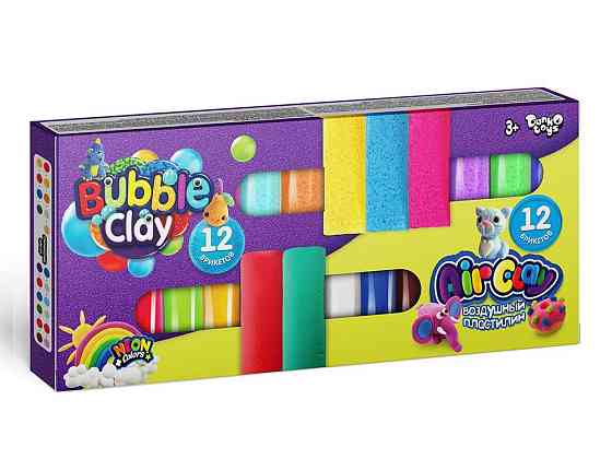 Креативна творчість "Air Clay+Bubble Clay" 12 шт+12 шт укр (12), шт Київ