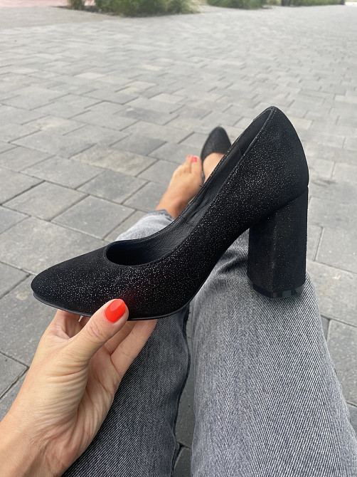 Nivelle Туфлі жіночі NIVELLE чорний/срібні натуральна замша каблук 9 см (1592/8051-8045) Коломыя - изображение 7