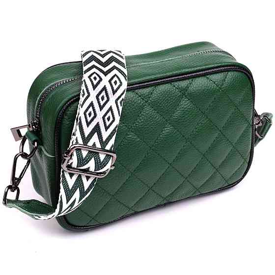 Стьобана жіноча сумка з натуральної шкіри Зелений (Vintage) Київ