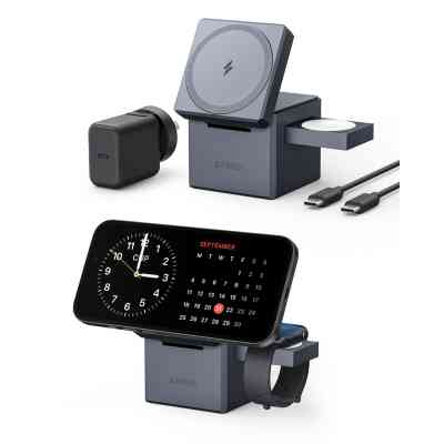 Зарядний пристрій Anker MagGo Wireless Charging Station 15W 3-in-1 Cube Black (Y1811G11) Вінниця